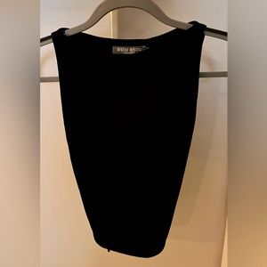 Bisou Bisou Black Backless High Collar front with single backstrap tie